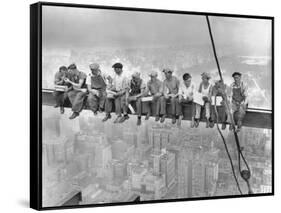 New York Construction Workers Lunching on a Crossbeam-null-Framed Stretched Canvas