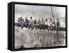 New York Construction Workers Lunching on a Crossbeam-null-Framed Stretched Canvas