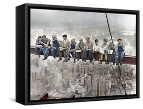 New York Construction Workers Lunching on a Crossbeam-null-Framed Stretched Canvas