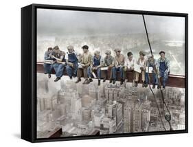 New York Construction Workers Lunching on a Crossbeam-null-Framed Stretched Canvas