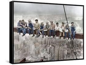 New York Construction Workers Lunching on a Crossbeam-null-Framed Stretched Canvas