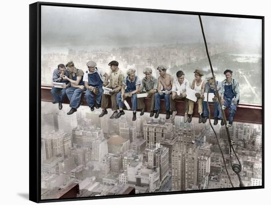 New York Construction Workers Lunching on a Crossbeam-null-Framed Stretched Canvas