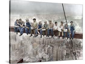 New York Construction Workers Lunching on a Crossbeam-null-Stretched Canvas