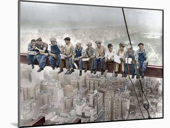 New York Construction Workers Lunching on a Crossbeam-null-Mounted Premium Photographic Print