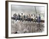 New York Construction Workers Lunching on a Crossbeam-null-Framed Premium Photographic Print