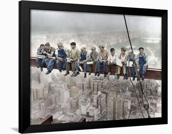 New York Construction Workers Lunching on a Crossbeam-null-Framed Photographic Print