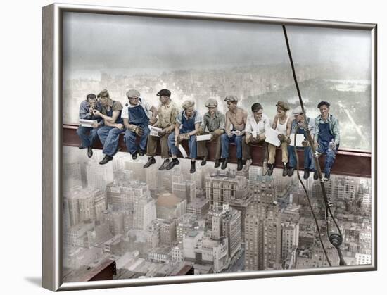 New York Construction Workers Lunching on a Crossbeam-null-Framed Photographic Print