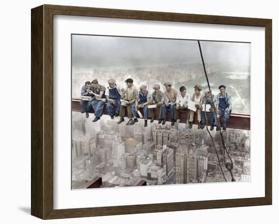 New York Construction Workers Lunching on a Crossbeam-null-Framed Photographic Print