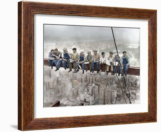 New York Construction Workers Lunching on a Crossbeam-null-Framed Photographic Print