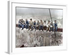 New York Construction Workers Lunching on a Crossbeam-null-Framed Photographic Print