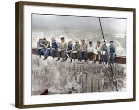 New York Construction Workers Lunching on a Crossbeam-null-Framed Photographic Print