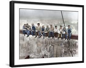 New York Construction Workers Lunching on a Crossbeam-null-Framed Photographic Print