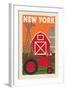 New York - Country - Woodblock-Lantern Press-Framed Art Print