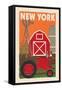 New York - Country - Woodblock-Lantern Press-Framed Stretched Canvas