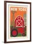 New York - Country - Woodblock-Lantern Press-Framed Art Print