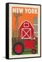 New York - Country - Woodblock-Lantern Press-Framed Stretched Canvas