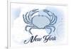 New York - Crab - Blue - Coastal Icon-Lantern Press-Framed Art Print