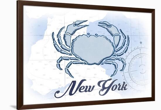 New York - Crab - Blue - Coastal Icon-Lantern Press-Framed Art Print