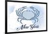 New York - Crab - Blue - Coastal Icon-Lantern Press-Framed Art Print