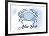 New York - Crab - Blue - Coastal Icon-Lantern Press-Framed Art Print