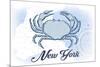 New York - Crab - Blue - Coastal Icon-Lantern Press-Mounted Art Print