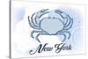 New York - Crab - Blue - Coastal Icon-Lantern Press-Stretched Canvas