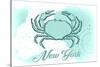 New York - Crab - Teal - Coastal Icon-Lantern Press-Stretched Canvas