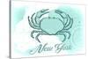 New York - Crab - Teal - Coastal Icon-Lantern Press-Stretched Canvas