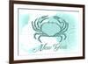 New York - Crab - Teal - Coastal Icon-Lantern Press-Framed Premium Giclee Print