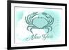 New York - Crab - Teal - Coastal Icon-Lantern Press-Framed Premium Giclee Print