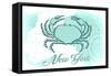 New York - Crab - Teal - Coastal Icon-Lantern Press-Framed Stretched Canvas