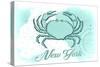 New York - Crab - Teal - Coastal Icon-Lantern Press-Stretched Canvas