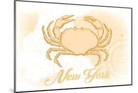 New York - Crab - Yellow - Coastal Icon-Lantern Press-Mounted Art Print