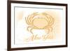 New York - Crab - Yellow - Coastal Icon-Lantern Press-Framed Premium Giclee Print