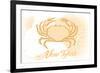 New York - Crab - Yellow - Coastal Icon-Lantern Press-Framed Premium Giclee Print