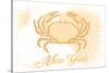 New York - Crab - Yellow - Coastal Icon-Lantern Press-Stretched Canvas