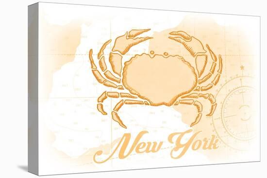 New York - Crab - Yellow - Coastal Icon-Lantern Press-Stretched Canvas