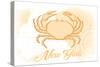New York - Crab - Yellow - Coastal Icon-Lantern Press-Stretched Canvas