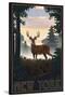 New York - Deer and Sunrise-Lantern Press-Stretched Canvas