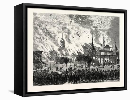 New York: Destruction by Fire of the Manhattan Market Building. U.S., 1880 1881-null-Framed Stretched Canvas