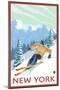 New York - Downhill Skier Scene-Lantern Press-Mounted Art Print