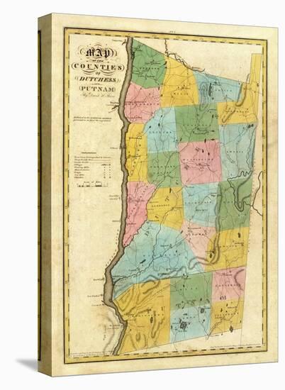 New York: Dutchess, Putnam Counties, c.1829-David H^ Burr-Stretched Canvas