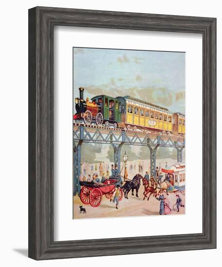 New York Elevated Railway, C.1880-American School-Framed Giclee Print