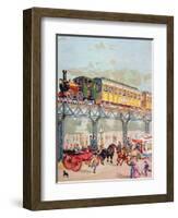 New York Elevated Railway, C.1880-American School-Framed Giclee Print