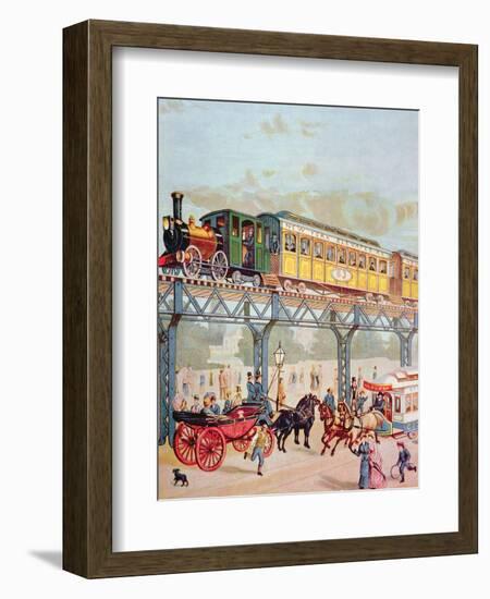 New York Elevated Railway, C.1880-American School-Framed Giclee Print