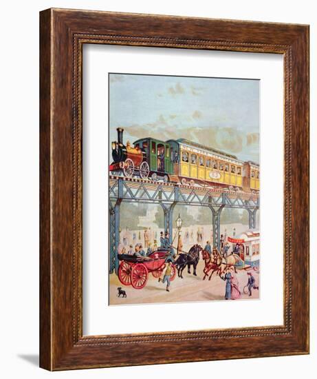 New York Elevated Railway, C.1880-American School-Framed Giclee Print