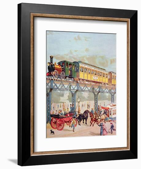 New York Elevated Railway, C.1880-American School-Framed Giclee Print