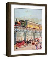 New York Elevated Railway, C.1880-American School-Framed Giclee Print