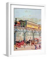 New York Elevated Railway, C.1880-American School-Framed Giclee Print