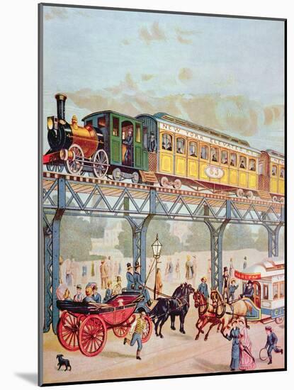 New York Elevated Railway, C.1880-American School-Mounted Giclee Print